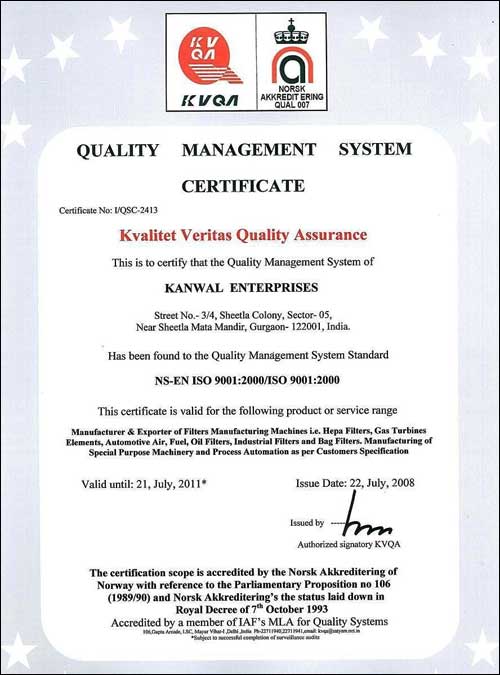 Quality Mangement System Certificate 